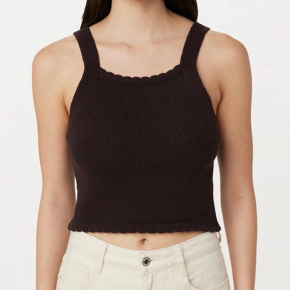 NWT Frank & Oak // The Crochet Knit Tank in Dark Chocolate Brown - Picture 3 of 9